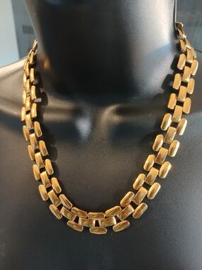 Vintage Napier/ Monet Shiny Gold Double-Row Link Necklace